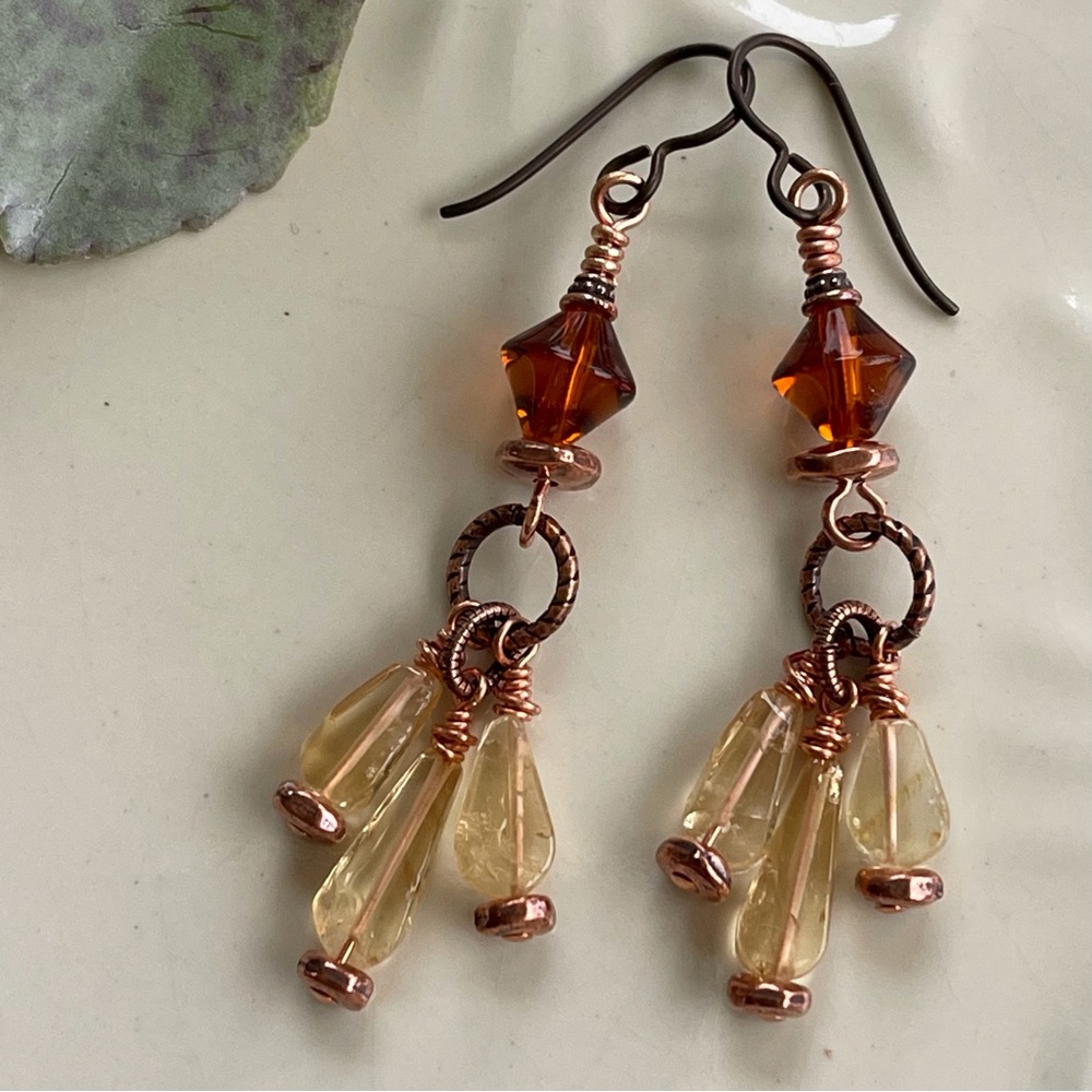 ARTISAN Earrings - “Sweet Honey” Dangles - Picture 6 of 9